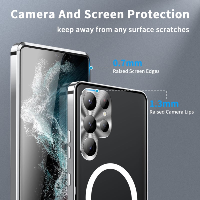 HuHa Protective Cover For Samsung Galaxy S24 Ultra 5G MagSafe Magnetic Frosted Metal Phone Case(Silver) - Image 5