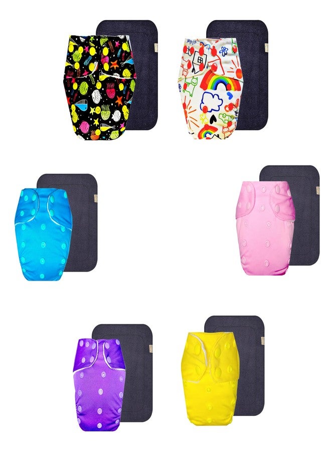 Dumbledo Premium Cloth Diaper with Gray Insert (Pack of 6) | Hypoallergenic | Leakproof | Easy to Clean | Designed by Moms | 3 Months - 3 Years | Unisex Baby - Image 1