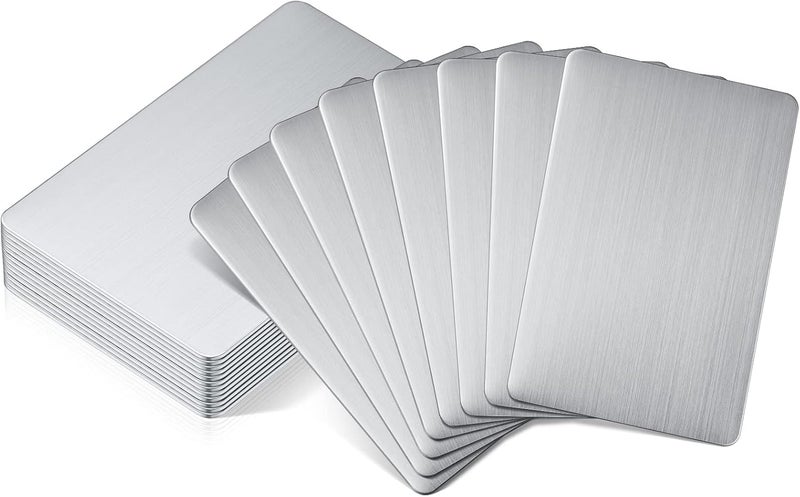 Yunsailing 12 Pieces 304 Stainless Steel Metal Business Cards, Blank Steel Card Laser Engraving Stainless Cards, 86 x 54 mm (0.5 mm) - Image 1