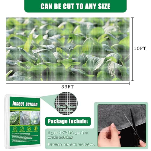 Axcoix 10 X 33 FT Garden Mesh Netting Pest Barrier for Raised Beds Fruit Tree Netting for Cicadas Bird Insect Nettings for Gardening Blueberry Bush Strawberry Nettings Cover for Garden Protection - Image 3