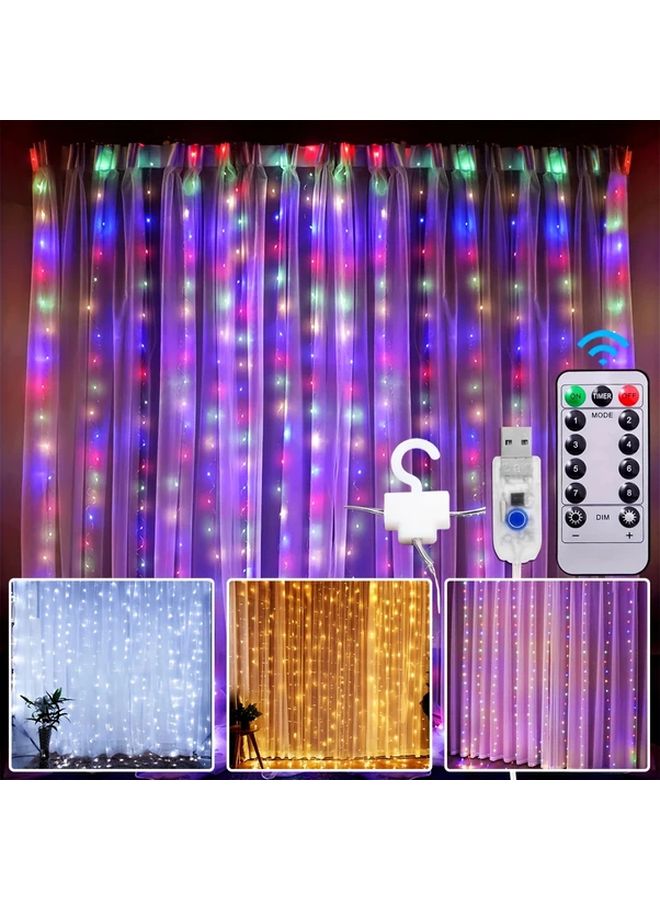 200 مصباح LED متعدد الألوان ستارة أضواء سلسلة USB جهاز تحكم عن بعد 8 أوضاع ديكور داخلي خارجي - Image 4