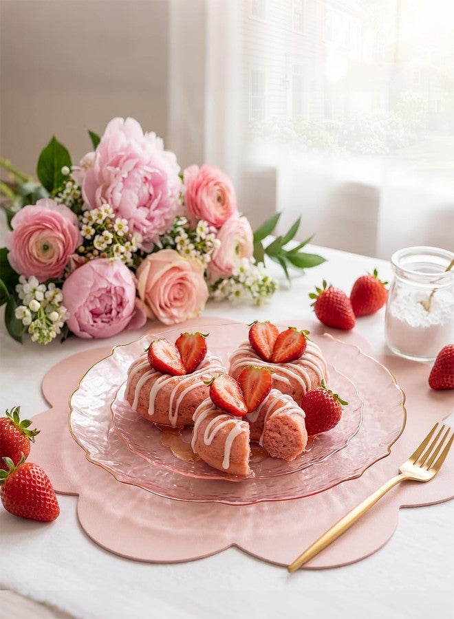 bUCLA 40PCS Clear Pink and Gold Plastic Plates - Fancy Pink Hammered with Gold Lace-Edge Disposable Plates - Include 20 Each (10inch Dinner & 7inch Dessert) Plates for Party, Birthday & Wedding - Image 5