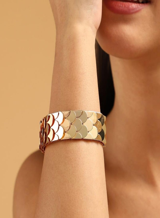 SOHI Women's The Python Cuff Bracelet For Casual Wear | California Gold Colour | Alloy Material | Adjustable Closure | Metallic Bracelet| Cuff Bracelet For Women & Girls - Image 3