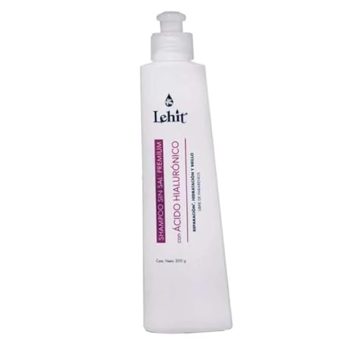 Lehit Shampoo con Ácido Hialuronico, reparación, hidratación y brillo. 300 gramos.