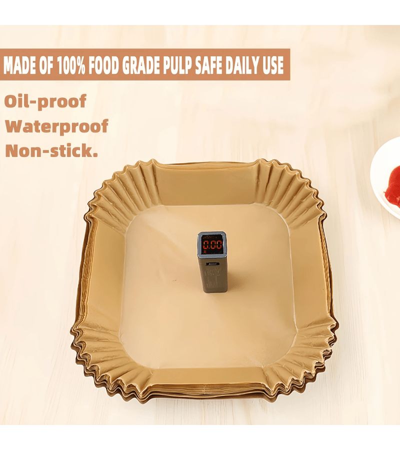 101 Square Non Stick Air Fryer Liners 9.06 Inch Yellow Heavy Duty Disposable Baking Paper Easy Clean For Air Fryer Oven Microwave Holiday Celebrations Birthday Parties Kitchen Gadgets - Image 4