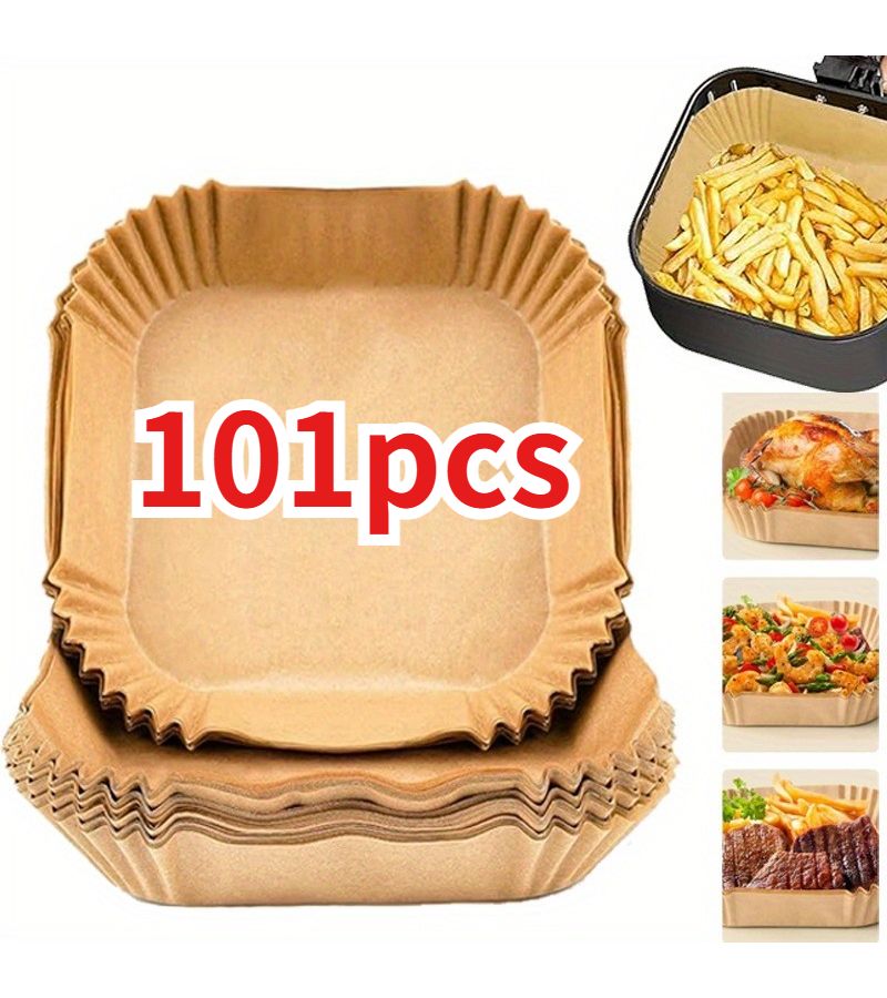 101 Square Non Stick Air Fryer Liners 9.06 Inch Yellow Heavy Duty Disposable Baking Paper Easy Clean For Air Fryer Oven Microwave Holiday Celebrations Birthday Parties Kitchen Gadgets - Image 2