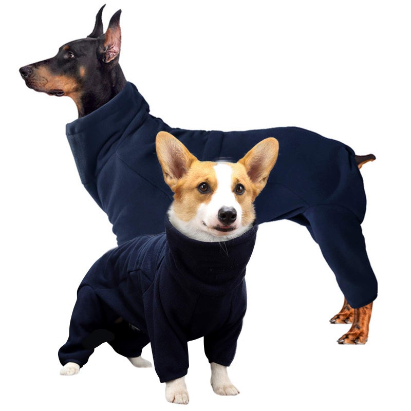 ROZKITCH Dog Fleece Jacket, Pet Windproof Warm Cold Weather Jacket Vest Cozy Jumpsuit Apparel Outfit Clothes for Medium Large Dog Walking Hiking Sleep Blue XL - Image 1