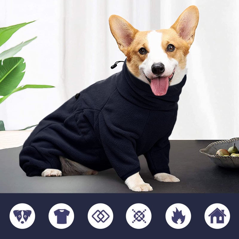 ROZKITCH Dog Fleece Jacket, Pet Windproof Warm Cold Weather Jacket Vest Cozy Jumpsuit Apparel Outfit Clothes for Medium Large Dog Walking Hiking Sleep Blue XL - Image 4