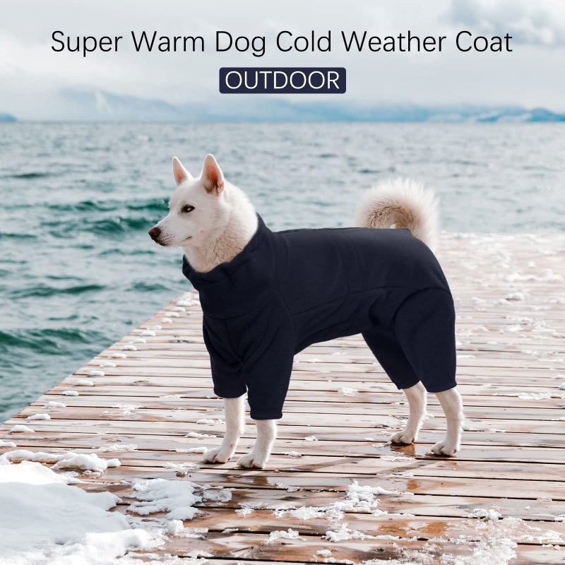 ROZKITCH Dog Fleece Jacket, Pet Windproof Warm Cold Weather Jacket Vest Cozy Jumpsuit Apparel Outfit Clothes for Medium Large Dog Walking Hiking Sleep Blue XL - Image 2
