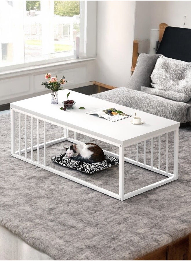 woodx Modern Rectangular Coffee Table with Open Storage and Metal Frame  - Image 1