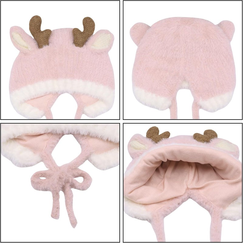 leomoste Baby Beanie Hat Cute Antlers Reindeer Crochet Knitted Hat Winter Warm Cap for Toddler Boys Girls - Image 5