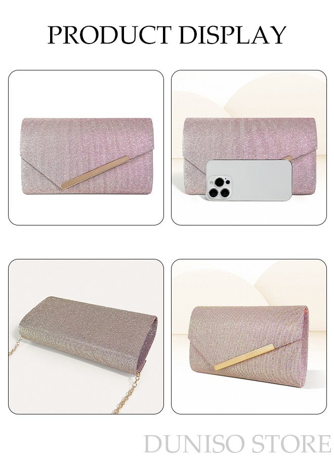 DUNISO - Women Shiny Glitter Evening Clutch Crossbody Bag Envelope Handbag Chain Purse for Wedding Formal Cocktail Party - Image 1