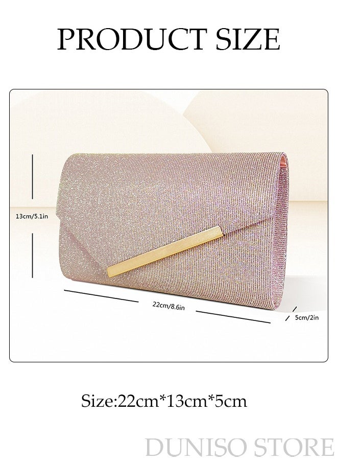 DUNISO - Women Shiny Glitter Evening Clutch Crossbody Bag Envelope Handbag Chain Purse for Wedding Formal Cocktail Party - Image 1