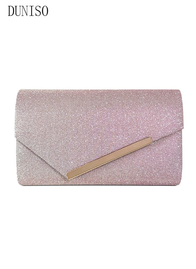 DUNISO - Women Shiny Glitter Evening Clutch Crossbody Bag Envelope Handbag Chain Purse for Wedding Formal Cocktail Party - Image 1