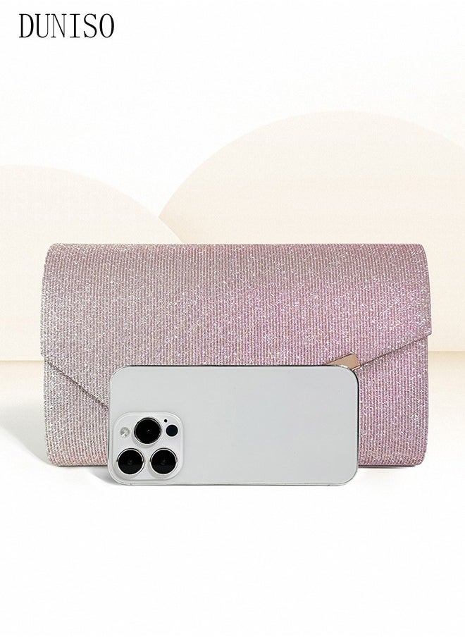 DUNISO - Women Shiny Glitter Evening Clutch Crossbody Bag Envelope Handbag Chain Purse for Wedding Formal Cocktail Party - Image 1