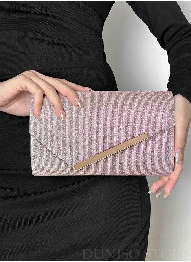 DUNISO - Women Shiny Glitter Evening Clutch Crossbody Bag Envelope Handbag Chain Purse for Wedding Formal Cocktail Party - Image 1