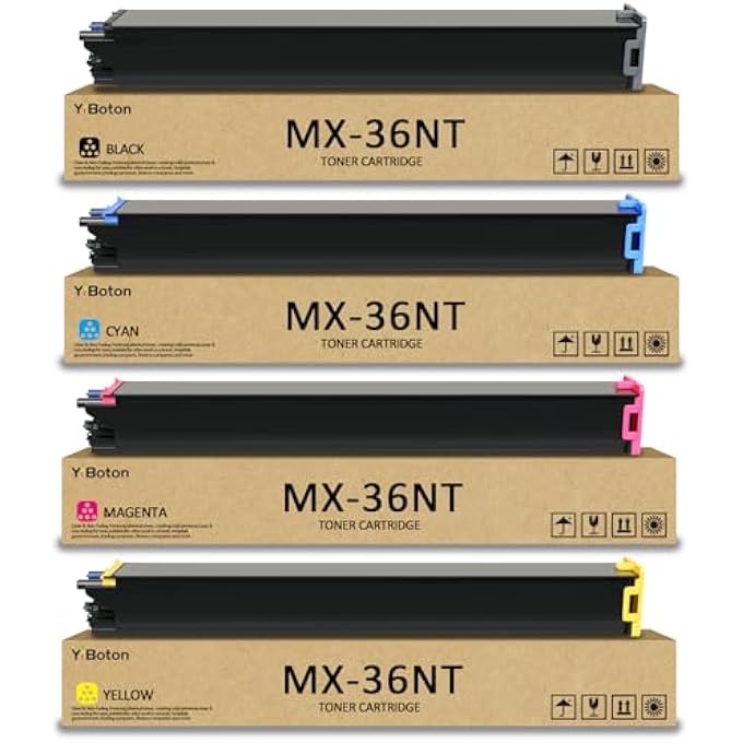 MX-36NT MX36NT MX36NTBA MX36NTCA MX36NTMA MX36NTYA HIGH CAPACITY TONER CARTRIDGE COMPATIBLE FOR SHARP MX-2610N 2615N 2640N 3110N 3115N 3140N 3610N 3640N 3648N PRINTER (4-PACK) - Image 1