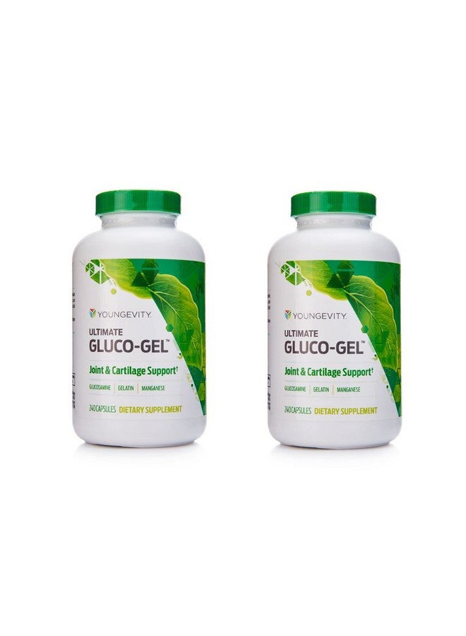 Youngevity Ultimate Gluco-Gel -for Joints, Tendons, Bones & Cartilage | Contains Glucosamine, Gelatin & Manganese | 240 Capsules | 2 Bottles - Image 1