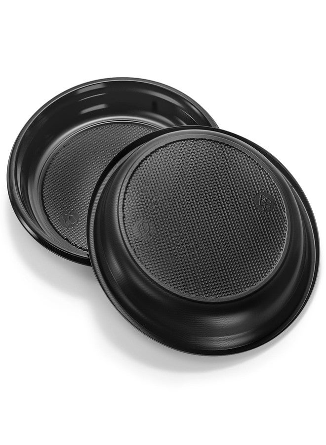 Coloch 200 Pieces 6 Inch Black Disposable Plates, Plastic Dessert Plates Bulk Round Party Plate Multi-Purpose Appetizer Plates for Cake, Dessert, Fruit, Barbecue, Party, Picnic, Wedding - Image 3