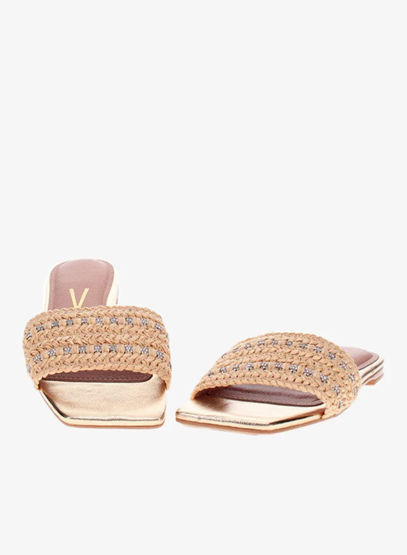 VIZZANO Cream Flat Sandals for Women – Stylish Ladies Flat Sandals & Comfortable Flat Slippers for Women | Best Price UAE