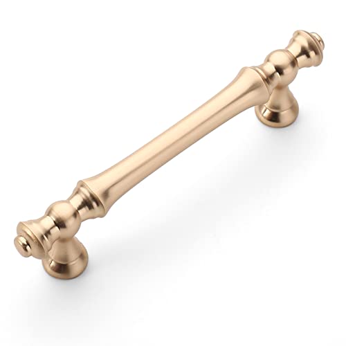 Amerdeco 10 Pack Brushed Brass Cabinet Pulls 3.75 Inch(96mm) Hole Center Cabinet Hardware Gold Kitchen Cabinet Handles for Bathroom Drawer Pulls Dresser Pulls ZH0014...… - Image 1