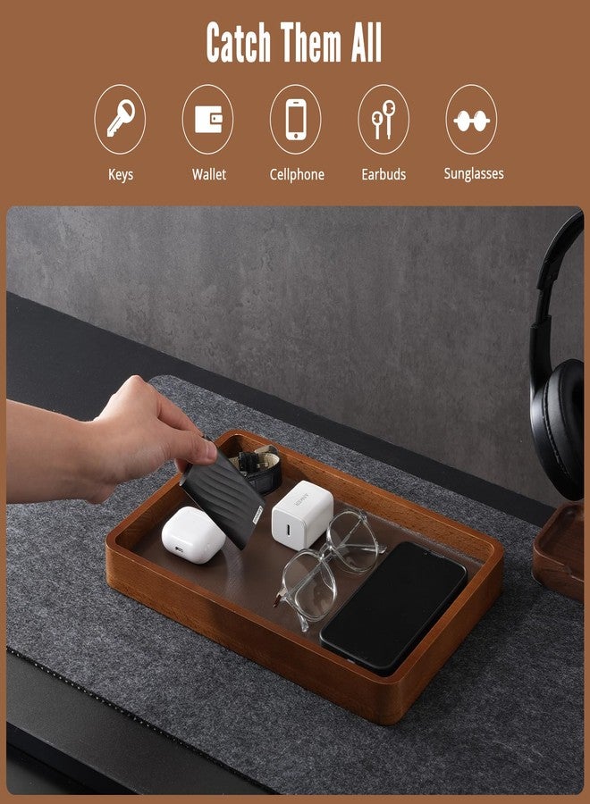 ProCase Wooden Valet Tray for Men, Wood Catch-All EDC Organizer, Nightstand, Entryway Bedside Dump Holder, for Wallets, Keys, Watches, Phones, Loose Change, Trinkets -Darkbrown - Image 5