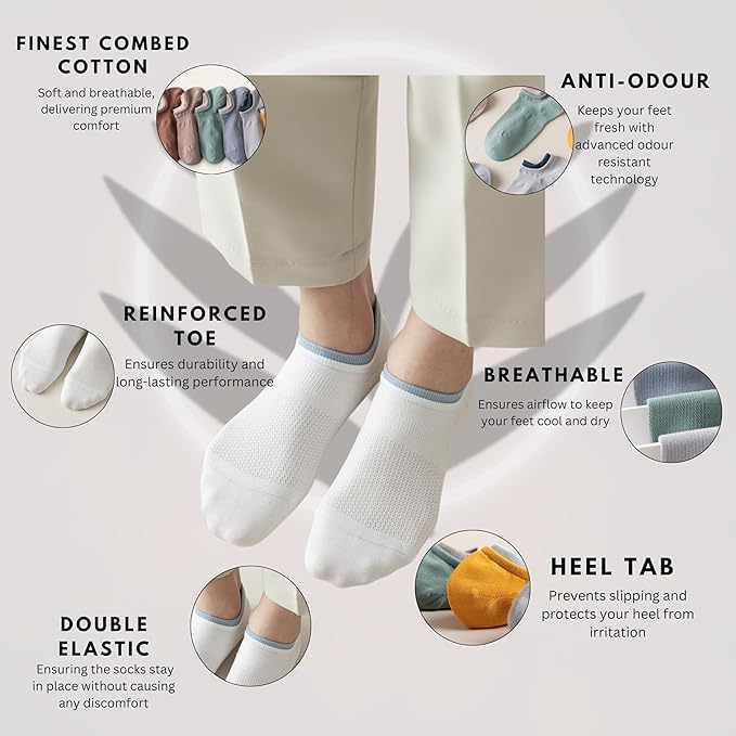 JABA'S Multicolour Unisex Ankle length Socks, Made With Durable & Breathable, Free Size, Addy Edition, Suitable for all Season, Soft & Breathable, Daily Use For Men & Women (Pack of 8) - Image 4