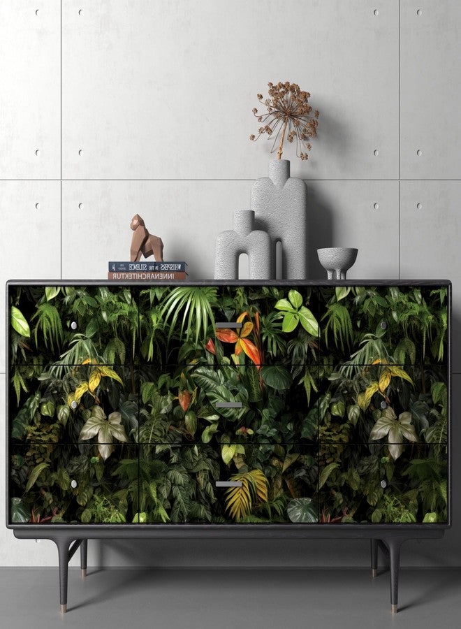 ReWallpaper ورق جدران ReWallpaper داكن نباتي قابل للتقشير واللصق، جداري أخضر استوائي للحمام وغرفة النوم وغرفة الأطفال، ورق اتصال مزخرف قابل للإزالة للخزانات بتصميم حديقة سرية، 17.5 بوصة × 10 أقدام - Image 2