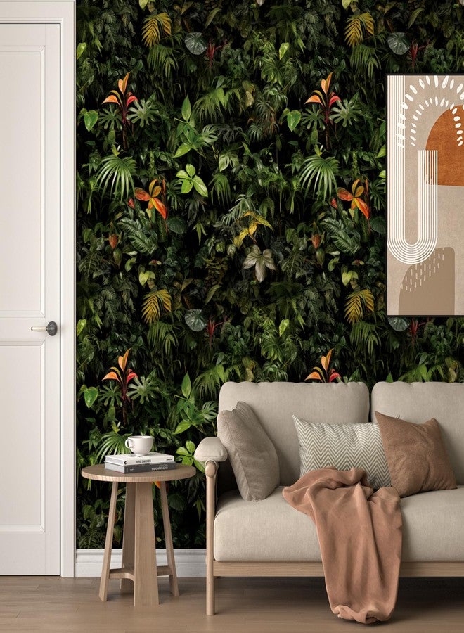 ReWallpaper ورق جدران ReWallpaper داكن نباتي قابل للتقشير واللصق، جداري أخضر استوائي للحمام وغرفة النوم وغرفة الأطفال، ورق اتصال مزخرف قابل للإزالة للخزانات بتصميم حديقة سرية، 17.5 بوصة × 10 أقدام - Image 4