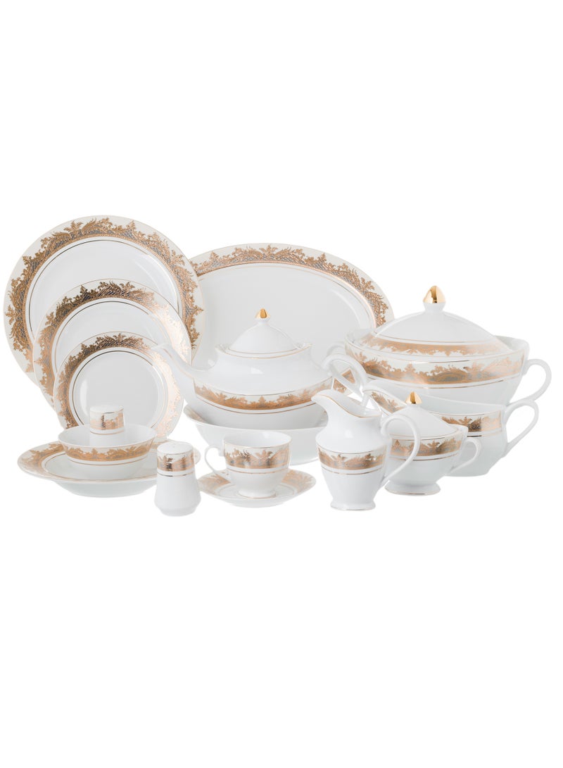 هيك طقم سفرة بورسلين ريتشفاين مطلي بالذهب 100 قطعة - Image 1