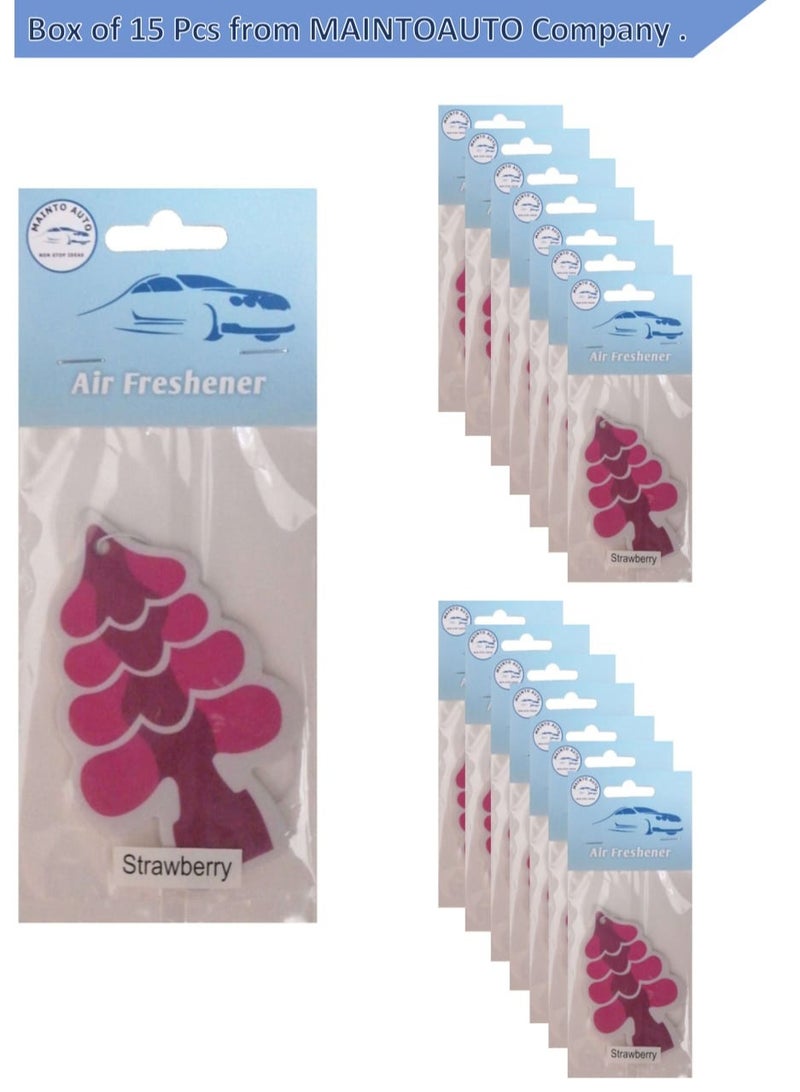 مينتو اوتو بطاقة عطر معلقة للسيارة - رائحة: الفراولة (حزمة من 15 قطعة) للسيارة. - Image 1