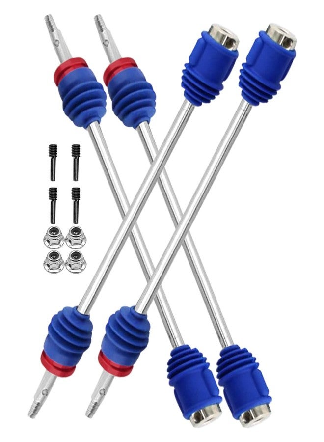 قطع غيار مُحسّنة لعمود نقل الحركة من ARRCat لسيارات T-Maxx/E-Maxx/Revo بمقياس 1/10، 4 قطع، محاور أمامية وخلفية فولاذية رقم 45، بديل للرقم 5451R، لون أزرق داكن - Image 1