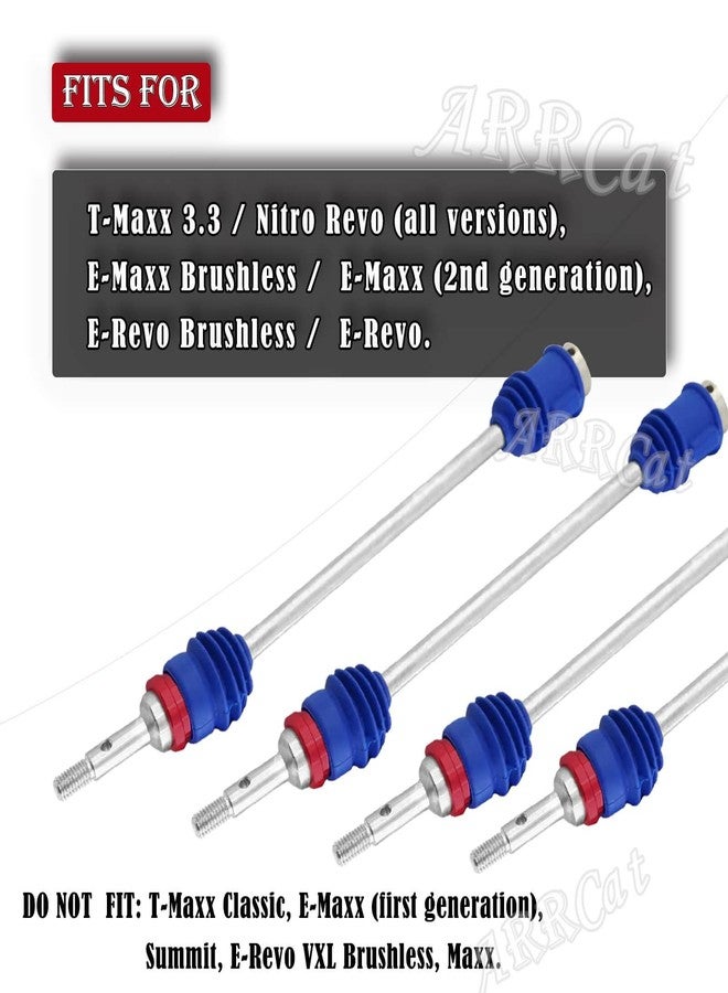 قطع غيار مُحسّنة لعمود نقل الحركة من ARRCat لسيارات T-Maxx/E-Maxx/Revo بمقياس 1/10، 4 قطع، محاور أمامية وخلفية فولاذية رقم 45، بديل للرقم 5451R، لون أزرق داكن - Image 2