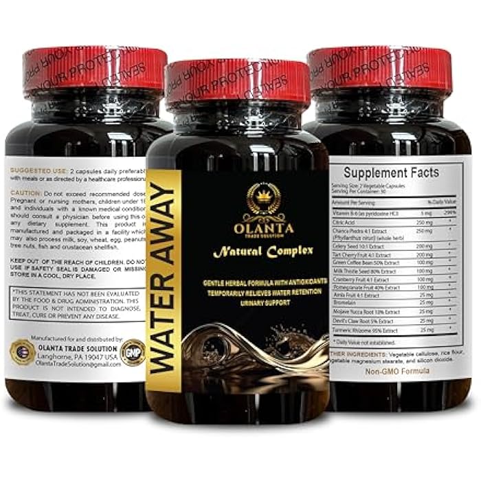 Generic Water Pills Water Retention - Natural Water Away Pills - Fast Acting Water Away Pills for Women and Men, Fluid Pills for Water Retention, Water Loss Pills - 1 Bottle - Image 5