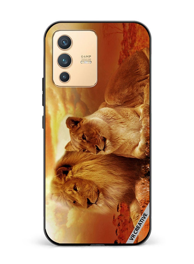 VR CREATIVE Protective Case Cover For Vivo V23 5G King Queen Of Jungle Design Multicolour - Image 1