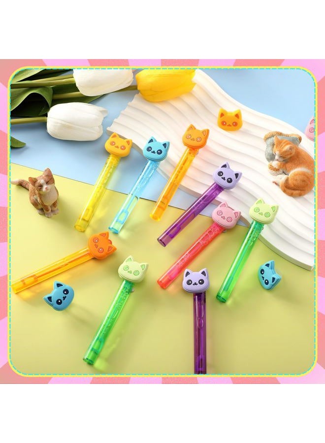 Leitee 36 Pieces Cartoon Cat Bubble Wands Happy Cat Party Favors Mini Bubble Wands 6 Styles for Pet Themed Birthday Decor Party Goodie Bag Filler - Image 3