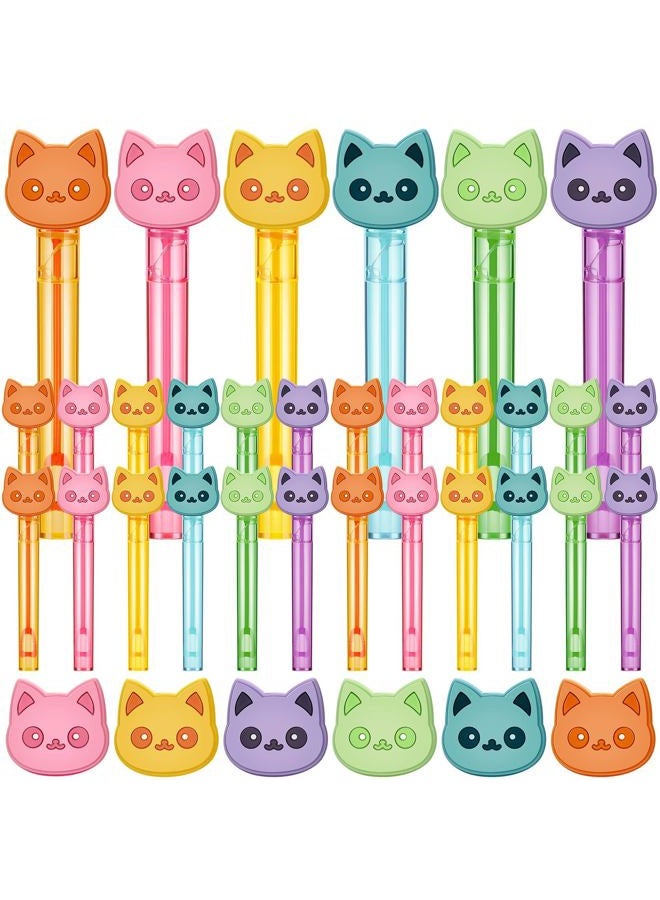 Leitee 36 Pieces Cartoon Cat Bubble Wands Happy Cat Party Favors Mini Bubble Wands 6 Styles for Pet Themed Birthday Decor Party Goodie Bag Filler - Image 1