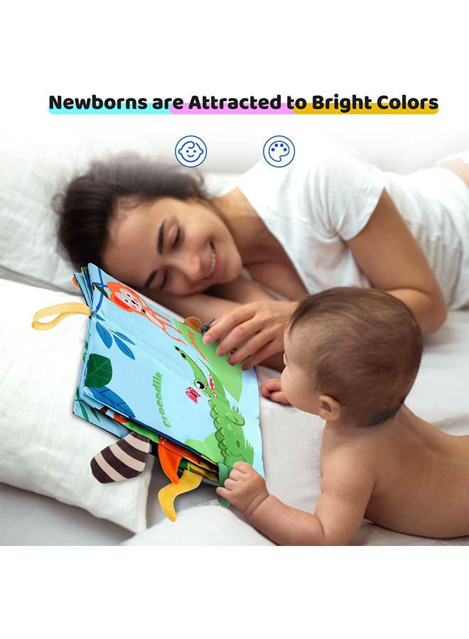 Depend Baby Cloth Book Soft Toys Baby Cloth Books Touch and Feel Crinkle Books for Babies Infants Toddler Early Development Interactive Toys Baby Fabric Book for Boys Girls Jungle Tails - Image 3