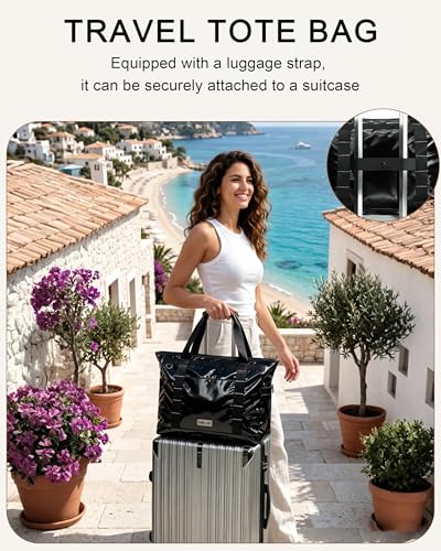 FHELAD Beach Tote Bag for Women, Large Work Shoulder Handbag with 15.6" Laptop and Multi Pockets Office Bag for Travel, Black - Image 5
