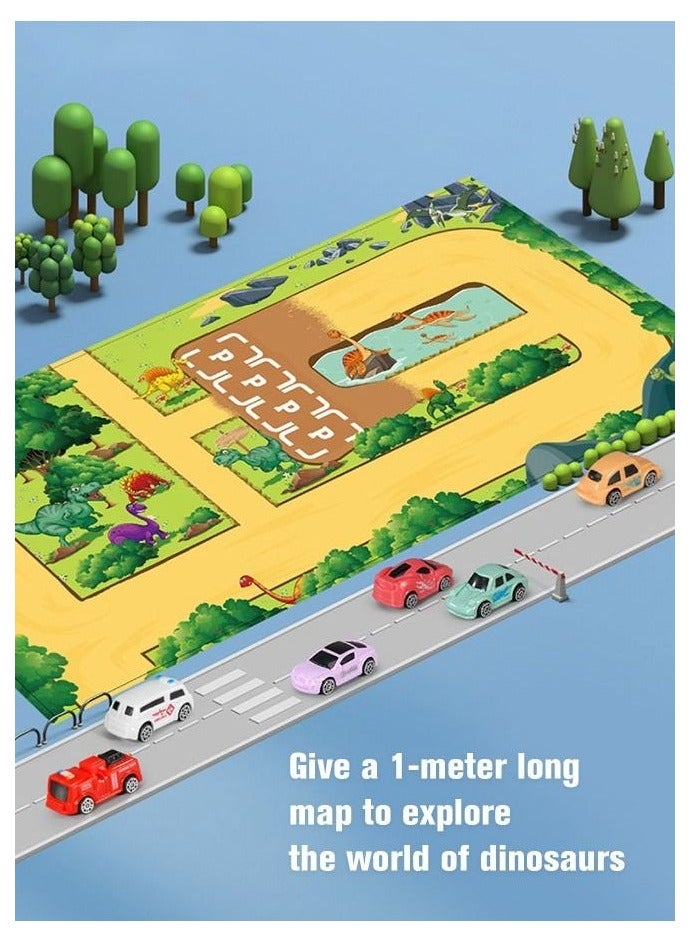 YelaJoy Dinosaur Track Parking Lot with Music and Light Effects, 3-floor Toy Car Garage for Kids, Garage Track Set with 6 Cars and 1 Map, STEM Educational Playset, Perfect Toy for Endless Fun and Learning, Ideal Gift for Kids, 58*15.8*33cm - Image 5