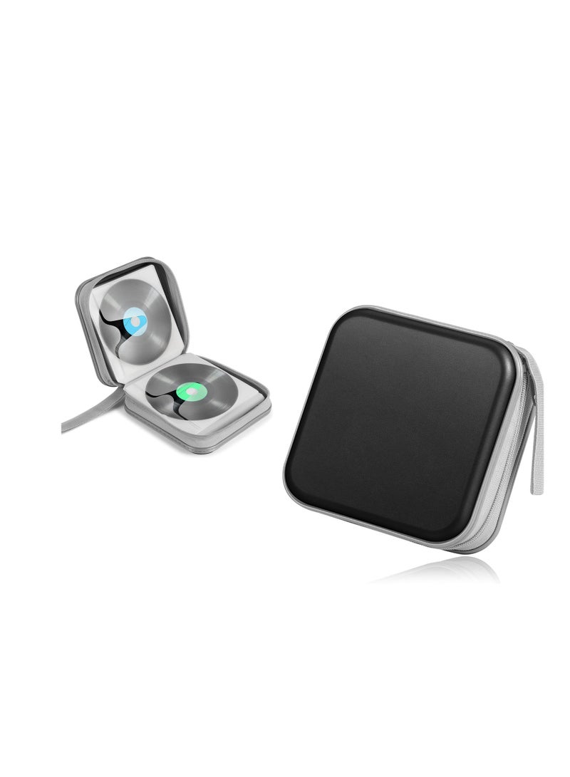 SYOSI CD Case Holder Organizer 48 Capacity Portable Hard Shell DVD Wallet Small DVD Organizer Video Game Storage Zippered CD Book for Car Travel - Image 1