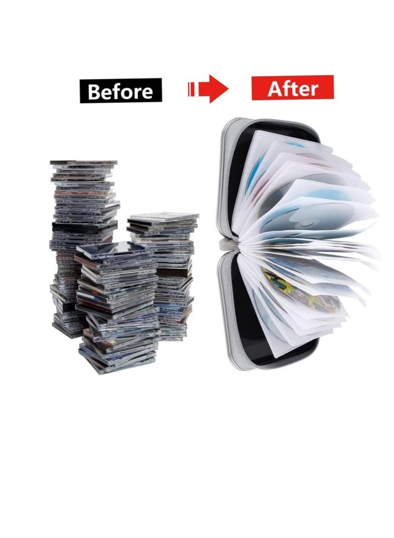 SYOSI CD Case Holder Organizer 48 Capacity Portable Hard Shell DVD Wallet Small DVD Organizer Video Game Storage Zippered CD Book for Car Travel - Image 5