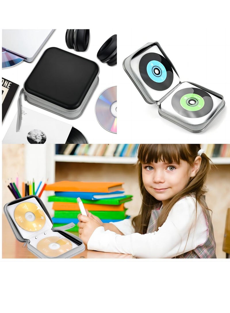 SYOSI CD Case Holder Organizer 48 Capacity Portable Hard Shell DVD Wallet Small DVD Organizer Video Game Storage Zippered CD Book for Car Travel - Image 3