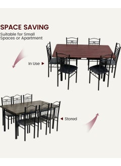 Living 7-Piece Dining Table With 6 Chairs Set 150*90 CM  - Image 5
