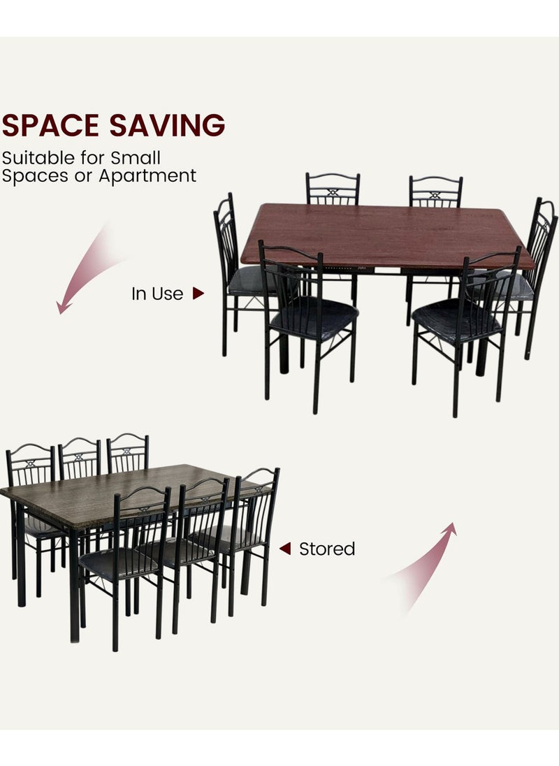 Living طقم طاولة طعام 7 قطع مع 6 كراسي مقاس 150*90 سم  - Image 5