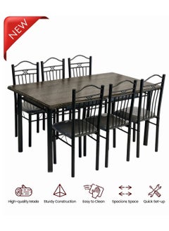 Living 7-Piece Dining Table With 6 Chairs Set 150*90 CM  - Image 4