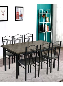 Living 7-Piece Dining Table With 6 Chairs Set 150*90 CM  - Image 3