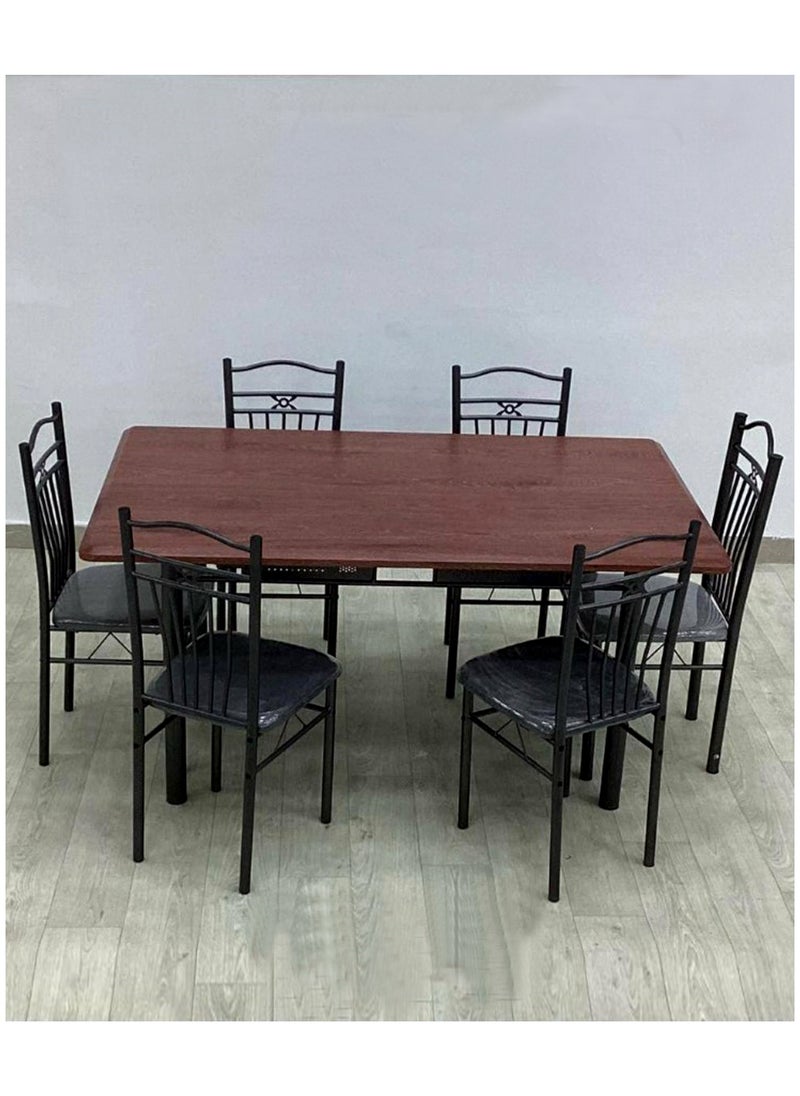 Living طقم طاولة طعام 7 قطع مع 6 كراسي مقاس 150*90 سم  - Image 2