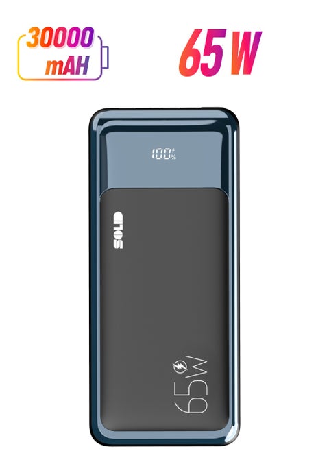 SOLID PB-30 30000MAH POWER BANK FAST CHARGING PORTABLE LAPTOP CHARGER WITH TYPE-C AND TYPE-A DUAL OUTPUTS