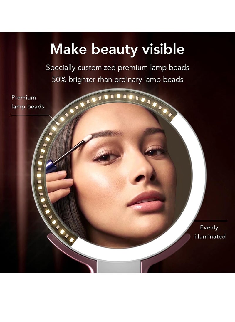 LitBear LitBear Travel Makeup Mirror with Lights, Rechargeable Double Sided 10X /1X Magnifying Mirror, Portable Lighted Beauty Mirror, 3 Color Lighting, Dimmable Touch Screen, Tabletop Handhold Hanging  - Image 2